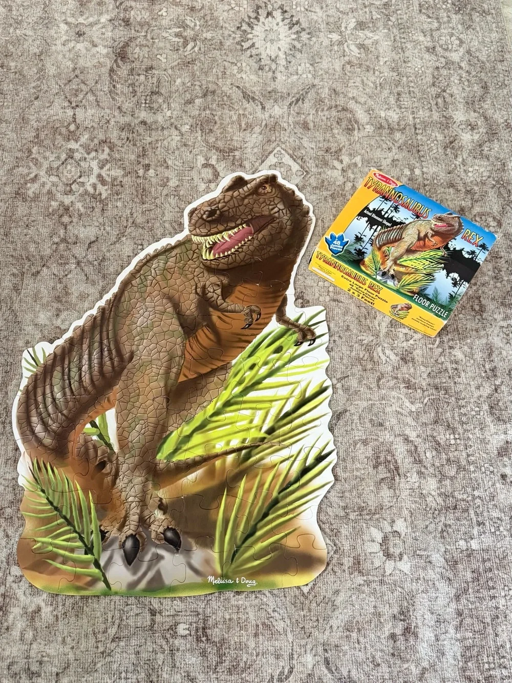 Melissa & Doug Brown and Green T-Rex Reptile Floor Puzzle Preowned